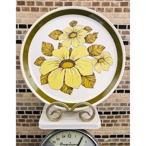 Crown Lynn Forma Emerald Dinner Plate Ironstone Tray Platter Floral Green Yellow